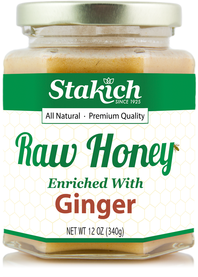 Case of Ginger Enriched Raw Honey (12 oz) - Stakich