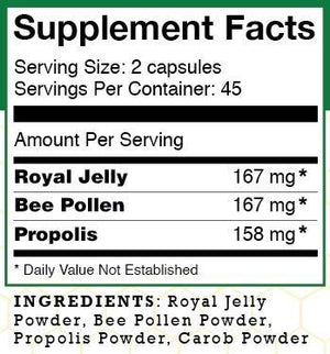 Royal Jelly, Bee Pollen & Propolis Capsules - 500mg
