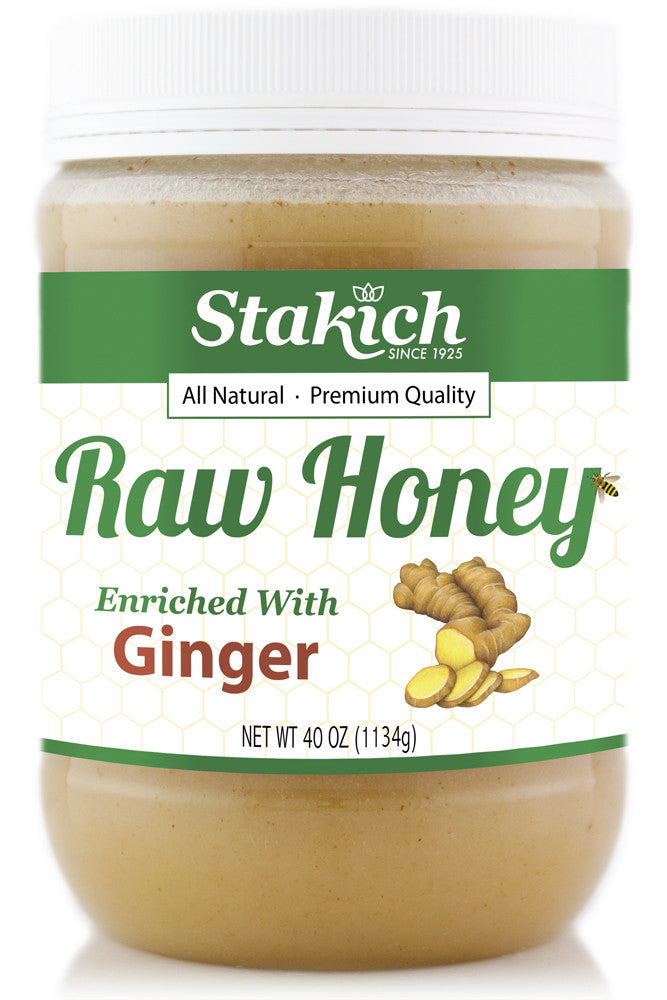 Case of Ginger Enriched Raw Honey (40 oz) - Stakich