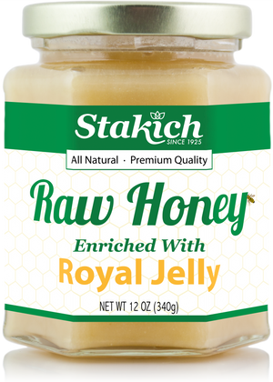 Case of Royal Jelly Enriched Raw Honey (12 oz) - Stakich