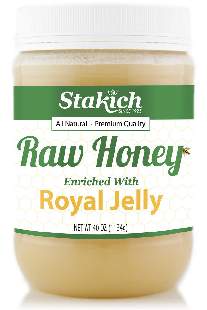 Case of Royal Jelly Enriched Raw Honey (40 oz) - Stakich